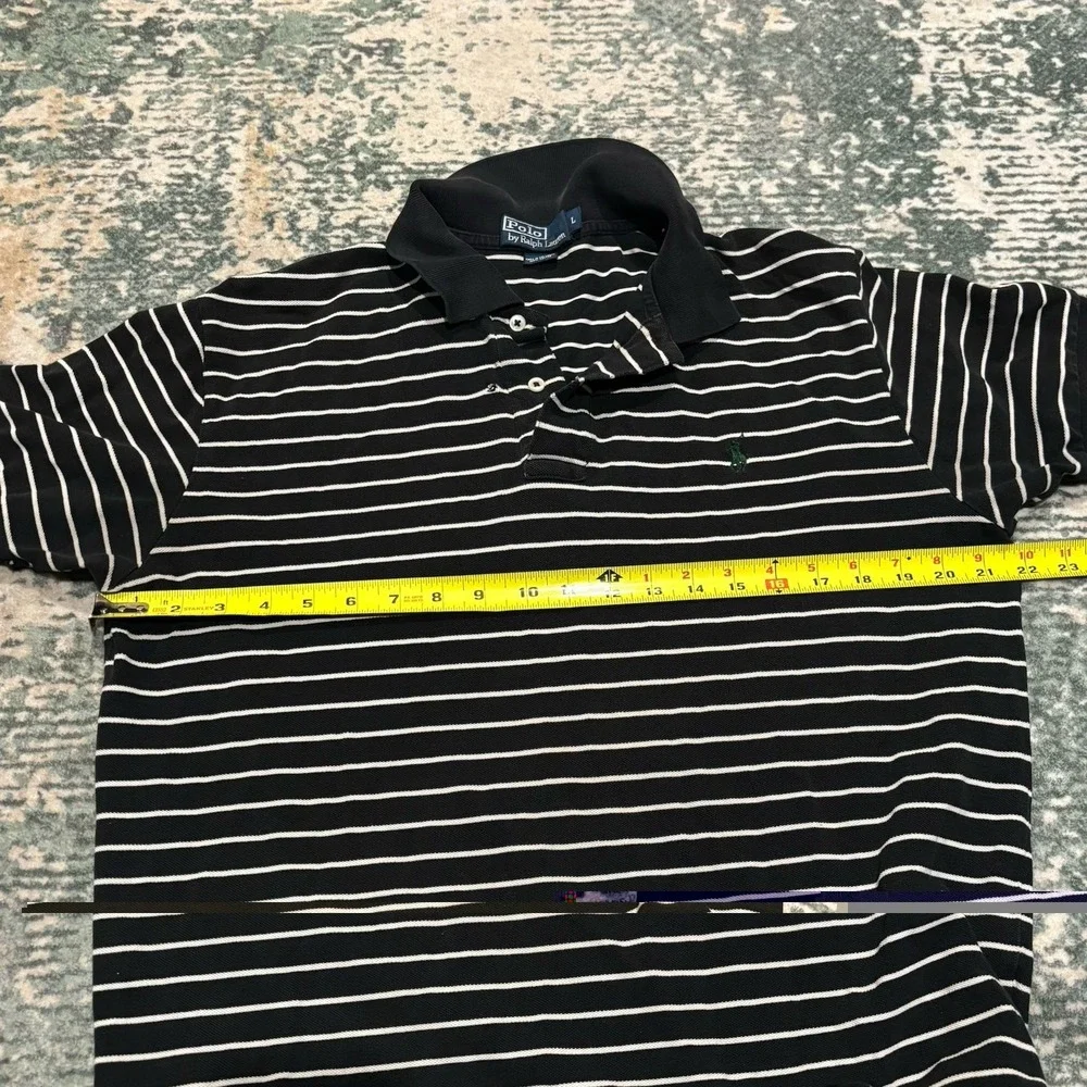 Polo Ralph Lauren black and white striped Alpha Tau Omega Large